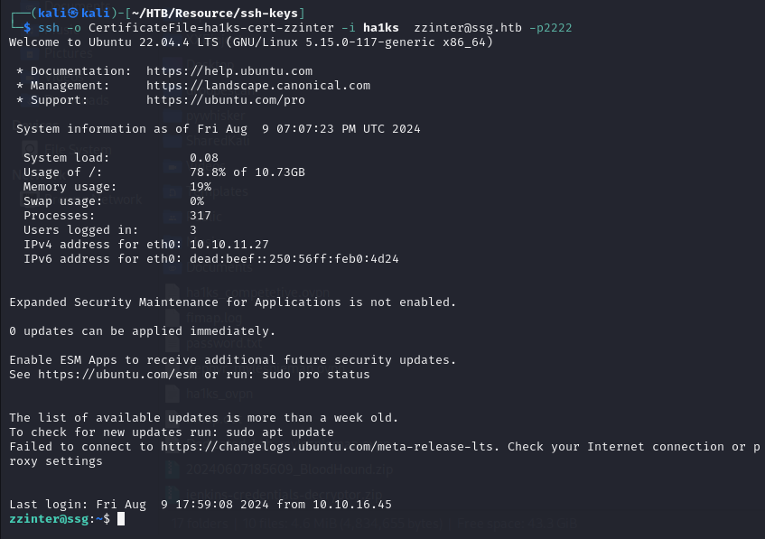 Root-level shell obtained via SSH certificate