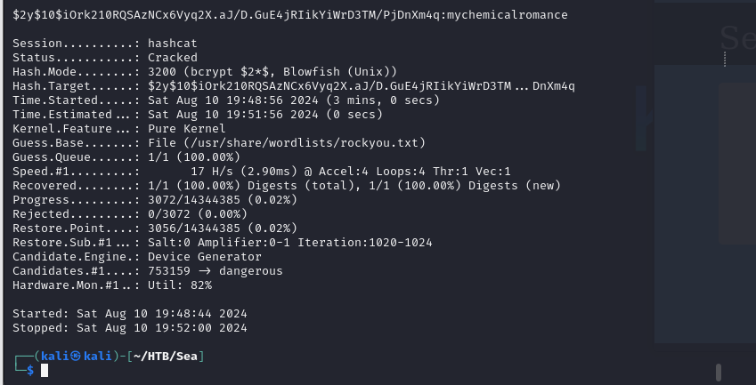 Password hash extracted from the CMS database