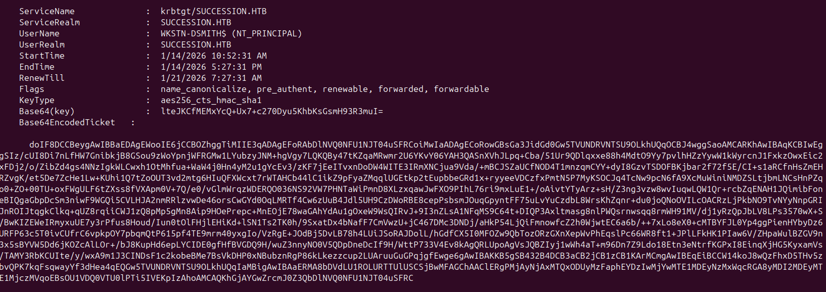 Rubeus TGT delegation output
