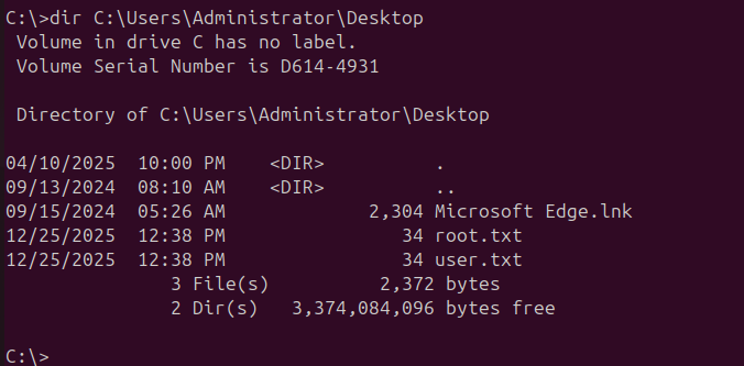 Domain compromised — Administrator shell on DC-JPQ225