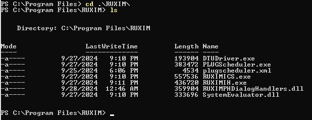 C:\RUXIM directory listing