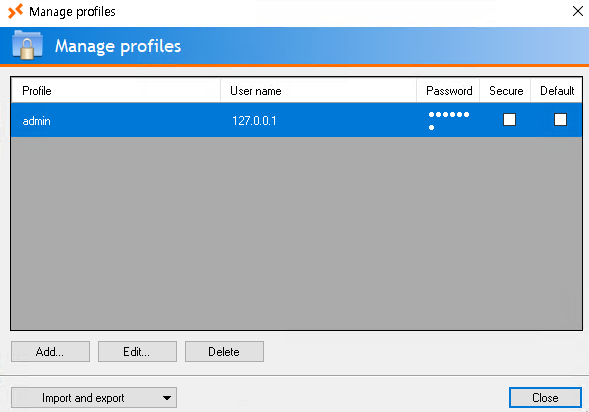 Remote Desktop Plus with a saved connection profile