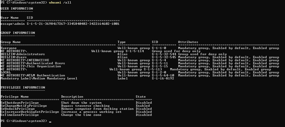 runas /user:admin PowerShell launches but runs at medium integrity